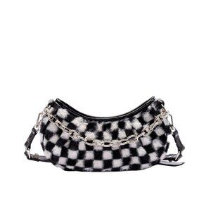 Skinnydip London Devyn Fluff Crossbody Shoulder Bag Black White NEW